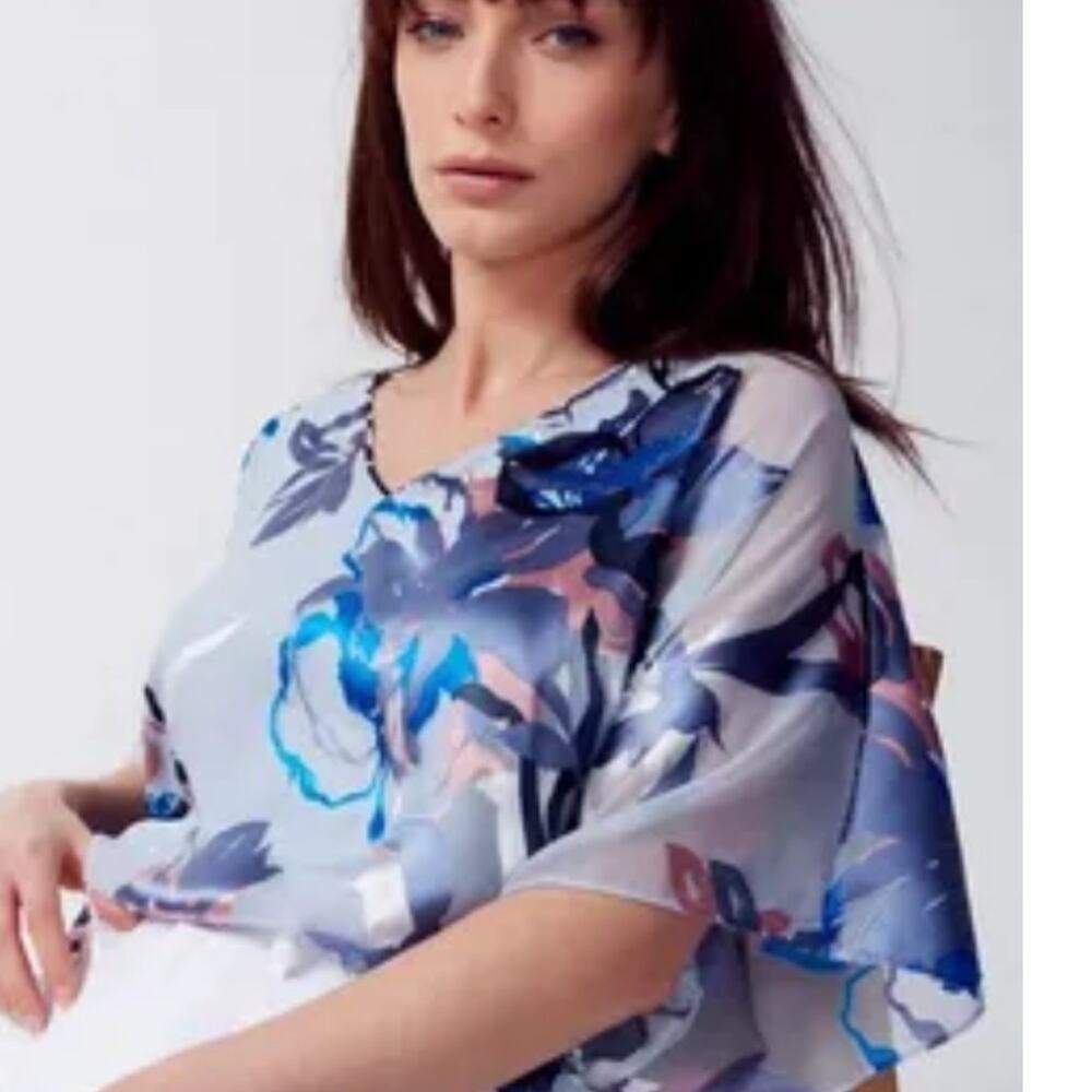 WHBM Floral Kimono Top Womens Medium V-Neck Flowy Airy Dolman Blouse